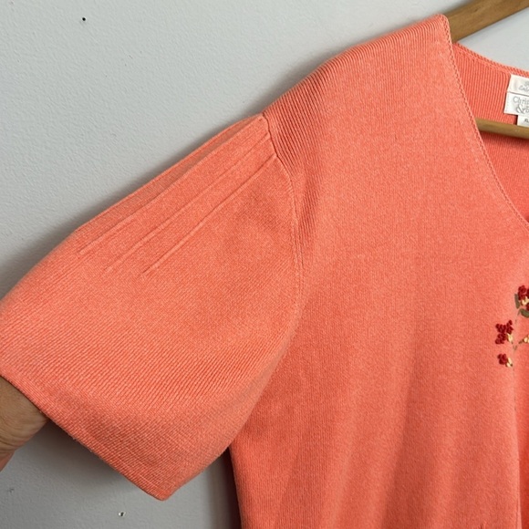 Christopher & Banks Hand Embroidered Short Sleeve Sweater Top Sz XL - Picture 7 of 12